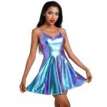 Damen Metallic Space Girl Kostüm für Festivals