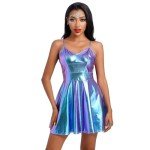 Damen Metallic Space Girl Kostüm für Festivals
