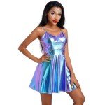 Damen Metallic Space Girl Kostüm für Festivals