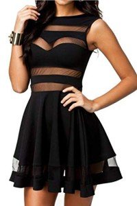 Zeagoo Damen Sommer Mini Kleid mit Mesh