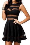 Zeagoo Damen Sommer Mini Kleid mit Mesh
