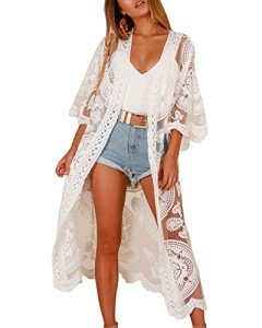 JDiction Frauen Strandkleid mit Blumenmuster & Spitze