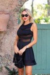 Zeagoo Damen Sommer Mini Kleid mit Mesh