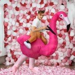 Aufblasbares Flamingo Kostüm für Festivals
