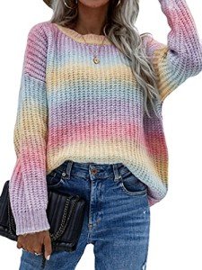 Farbenfroher Y2K-Strickpullover für Damen