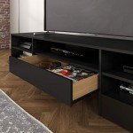 Nexera Nexera 109006 Rustik TV Stand, 1 Drawer, Black, 72-inch, Black Melamine