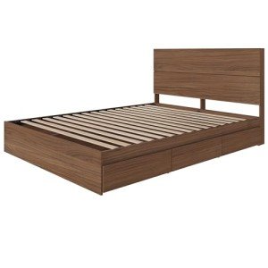 Nexera 2-Piece Bedset with Bed Frame and Headboard, Brown, Full