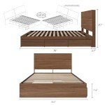 Nexera 2-Piece Bedset with Bed Frame and Headboard, Brown, Full