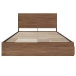 Nexera 2-Piece Bedset with Bed Frame and Headboard, Brown, Full
