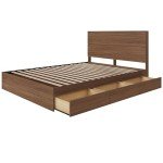 Nexera 2-Piece Bedset with Bed Frame and Headboard, Brown, Full