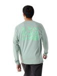 Arc'teryx Kragg SL Cotton Bird Tile Shirt LS Men's | Soft Cotton Climbing Shirt with Tiled Bird Graphic | Stone Green/Phosphorescent, X-Large