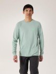 Arc'teryx Kragg SL Cotton Bird Tile Shirt LS Men's | Soft Cotton Climbing Shirt with Tiled Bird Graphic | Stone Green/Phosphorescent, X-Large