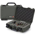 NANUK 909 Travel Knife Case – Waterproof Pocket Knife Storage with 8 Slots, 12.6” x 9” x 4.4” - Lightweight, Lockable, Dustproof, Impact-Resistant & Durable - Olive