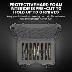 NANUK 909 Travel Knife Case – Waterproof Pocket Knife Storage with 8 Slots, 12.6” x 9” x 4.4” - Lightweight, Lockable, Dustproof, Impact-Resistant & Durable - Olive