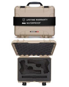 NANUK 910 Hard Case with 2 UP Custom Foam Insert, IP67 Waterproof & Crushproof, Rugged Construction for Ultimate Protection, Made in Canada – Tan (14.3” x 11.1” x 4.7”)