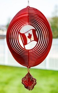 SWEN Products Canadian Flag Circle Swirly Metal Wind Spinner