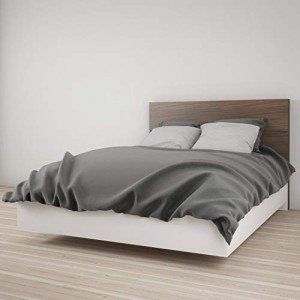 Nexera 2-Piece Bedset with Bed Frame and Headboard, White, Full