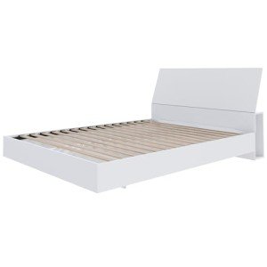 Nexera 2-Piece Bedset with Bed Frame and Headboard, White, Queen