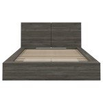 Nexera James Platform Bed with Headboard, Grey, Queen