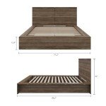 Nexera James Platform Bed with Headboard, Grey, Queen