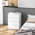 HOMCOM Dresser for Bedroom with 4 Drawers, High Gloss Chest of Drawers with Metal Runners and Groove Handles for Living Room, Hallway, White