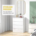 HOMCOM Dresser for Bedroom with 4 Drawers, High Gloss Chest of Drawers with Metal Runners and Groove Handles for Living Room, Hallway, White