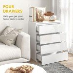 HOMCOM Dresser for Bedroom with 4 Drawers, High Gloss Chest of Drawers with Metal Runners and Groove Handles for Living Room, Hallway, White