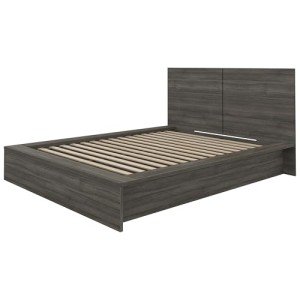 Nexera James Platform Bed with Headboard, Grey, Queen