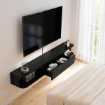 Pmnianhua Floating TV Stand with Drawer,47'' Wall-Mounted TV Cabinet,Floating TV Console,Under TV Entertainment Shelf with Storage for Bedroom Living Room(Black)