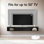 Pmnianhua Floating TV Stand with Drawer,47'' Wall-Mounted TV Cabinet,Floating TV Console,Under TV Entertainment Shelf with Storage for Bedroom Living Room(Black)