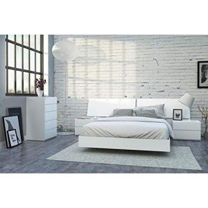Nexera 5-Piece Bedroom Set with Bed Frame, White, Queen