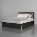 Nexera 2-Piece Bedset with Bed Frame and Headboard, Brown, Queen