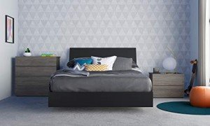 Nexera 4-Piece Bedroom Set with Bed Frame, Grey, Full