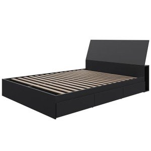 Nexera 2-Piece Bedset with Bed Frame and Headboard, Black, Queen