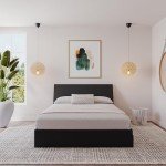 Nexera 2-Piece Bedset with Bed Frame and Headboard, Black, Queen