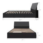 Nexera 2-Piece Bedset with Bed Frame and Headboard, Black, Queen