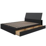 Nexera 2-Piece Bedset with Bed Frame and Headboard, Black, Queen