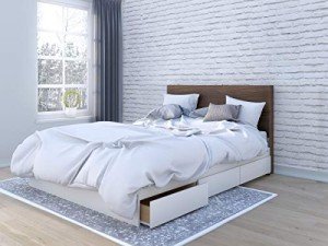 Nexera 2-Piece Bedset with Bed Frame and Headboard, White, Queen