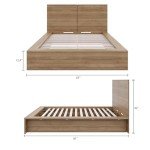 Nexera James Platform Bed with Headboad, Brown, Double