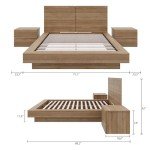 Nexera James Platform Bed with Headboad, Brown, Double