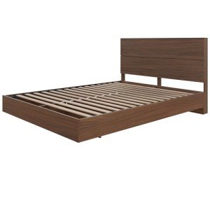 Nexera 2-Piece Bedset with Bed Frame and Headboard, Brown, Queen