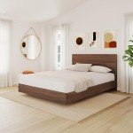 Nexera 2-Piece Bedset with Bed Frame and Headboard, Brown, Queen