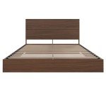 Nexera 2-Piece Bedset with Bed Frame and Headboard, Brown, Queen