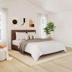 Nexera 2-Piece Bedset with Bed Frame and Headboard, Brown, Queen