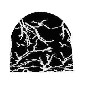 Taowave Arcteryx Beanie,Y2K Lightning Pattern Wool Acrylic Knitted Hat, Black White, One Size