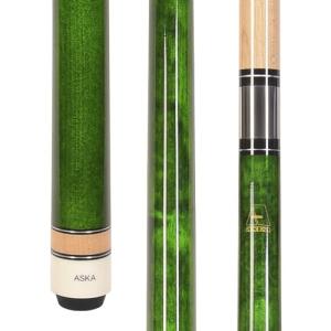 ASKA L3 No Wrap Pool Cue Stick, 58" Hard Rock Canadian Maple, 13mm Hard Tip, 5/16x18 Stainless Steel Joint (21-Ounce, Green)