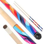 Dysdensa Kids Short Pool Cue Set of 2, Canadian Maple Wood, 4 Sizes (36/42/48/52 Inch) with UV-Printed Fun Designs and Leather Tip (52'')