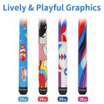 Dysdensa Kids Short Pool Cue Set of 2, Canadian Maple Wood, 4 Sizes (36/42/48/52 Inch) with UV-Printed Fun Designs and Leather Tip (52'')