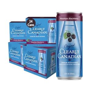 Clearly Canadian Mountain Blackberry Cans Sparkling Water, 24-Pack (Regular & Zero) – Assorted Flavors & Variety Packs – Refreshingly Pure and Naturally Flavored Carbonated Drink