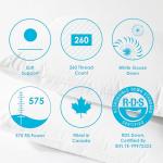 Canadian Down & Feather Co. - 1 Pack Soft Support White Goose Down Pillow Standard Size - 260 TC Shell 100% Cotton - Filled in Canada